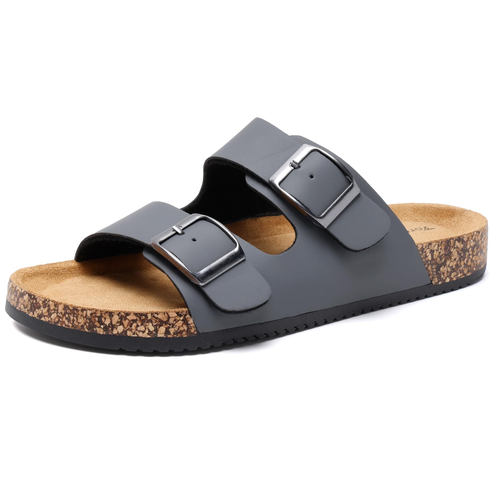 Torotto Pantoletten Herren Hausschuhe Schlappen Latschen Sandalen Fußgewölbeunterstützung Verstellbarer Slipper Flache Pantoffel Schnallenriemen Kork-Fußbett