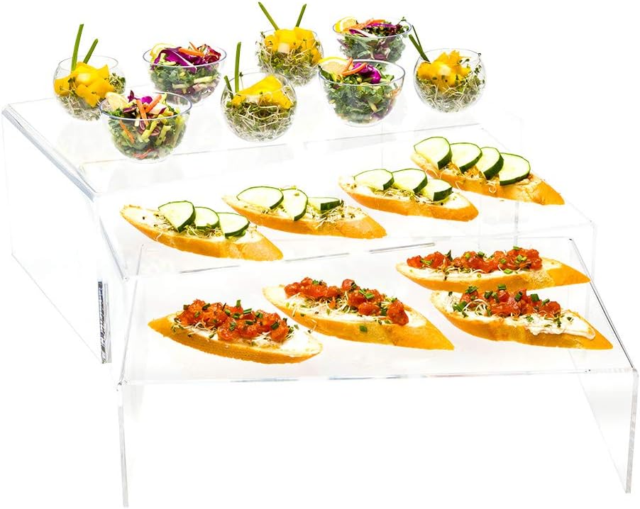 Restaurantware Clear Tek 14.6 x 27.2 Inch Dessert Tower Stand 1 Eiffel Tower Cupcake Holder For Parties - 3-Tier Sturdy Clear Acrylic Wedding Cupcake Stand Serve Appetizers or Hors D'oeuvres