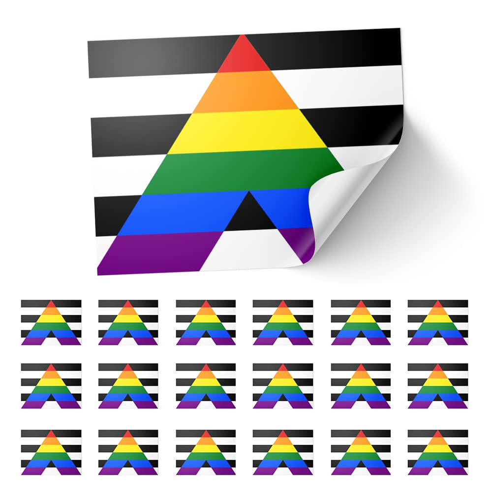 20 X Straight Ally Pride Stickers – Ally Flag Decals 8.5cm x 5.5cm – Rainbow “A” Black and White Stripe Stickers for Laptops, Scrapbooks, Festivals, and Crafts