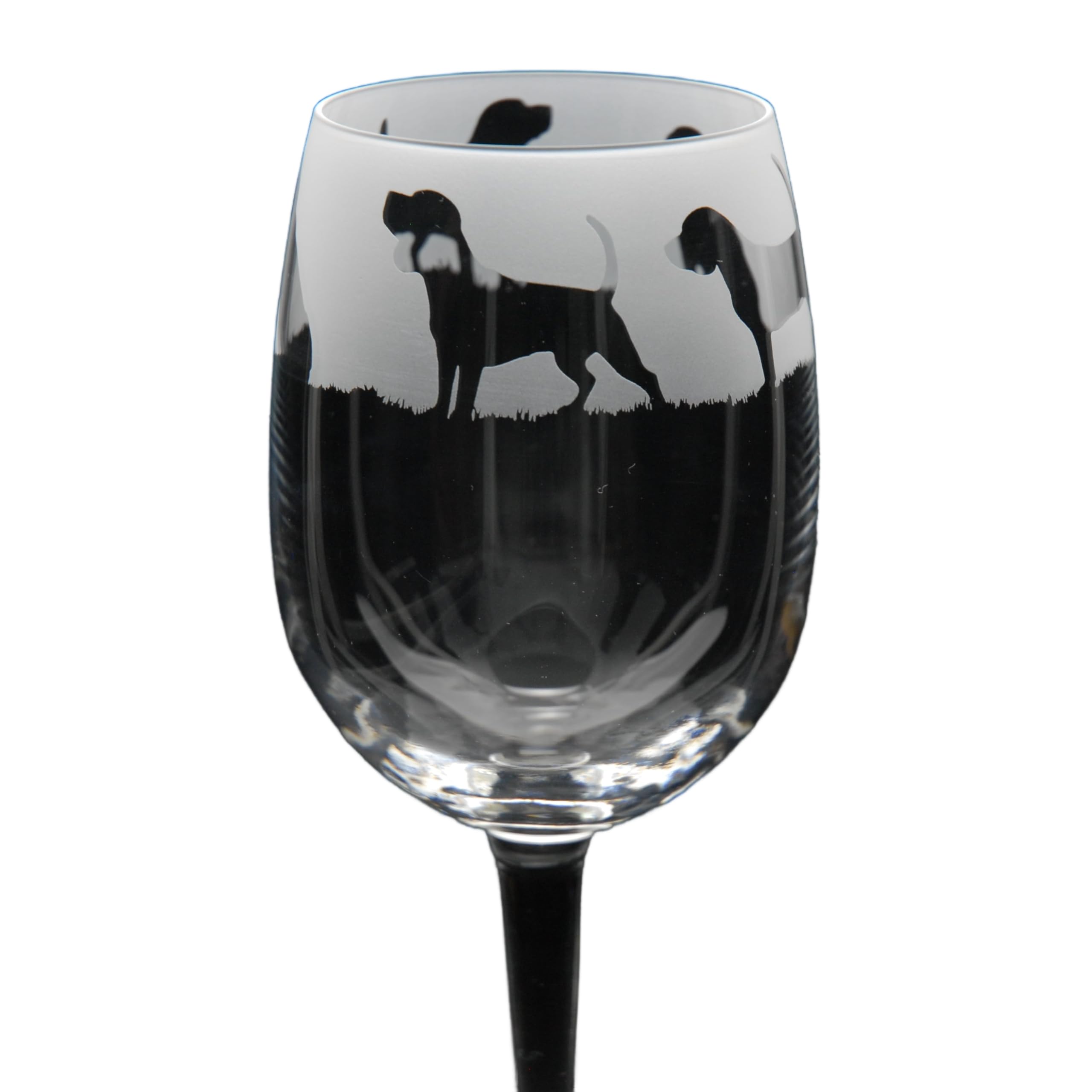 GLYPTIC Glass Art Beagle Dog Frieze Hand Etched/Engraved Crystal Wine Glass — image 1