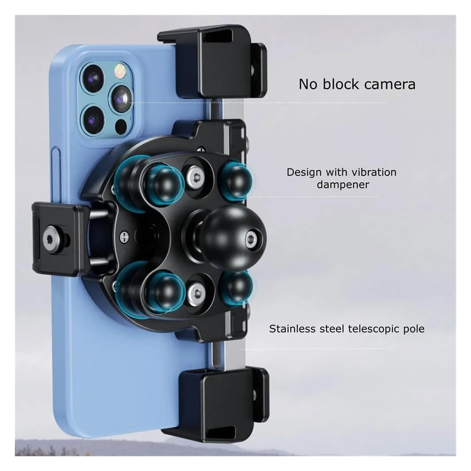 Supporto Per Telefono Moto Porta Cellulare Moto Staffa GPS per moto | Ammortizzatore Di Vibrazioni Supporto Mobile Universale Bici Regolazione A 360° Staffa Di