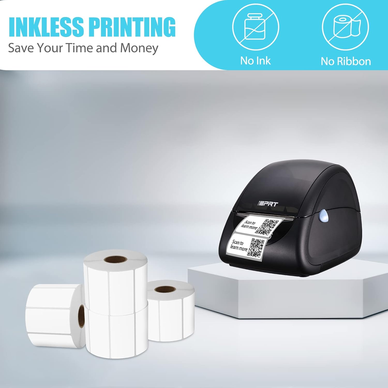 iDPRT 2.28' 1.18' Multi-Purpose Direct Thermal Labels (58mm30mm), Self-Adhesive Thermal Sticker for Address, Barcode, Compatible with iDPRT, Rollo, Zebra, etc, 1 Roll - 1000pcs, White - Image 6