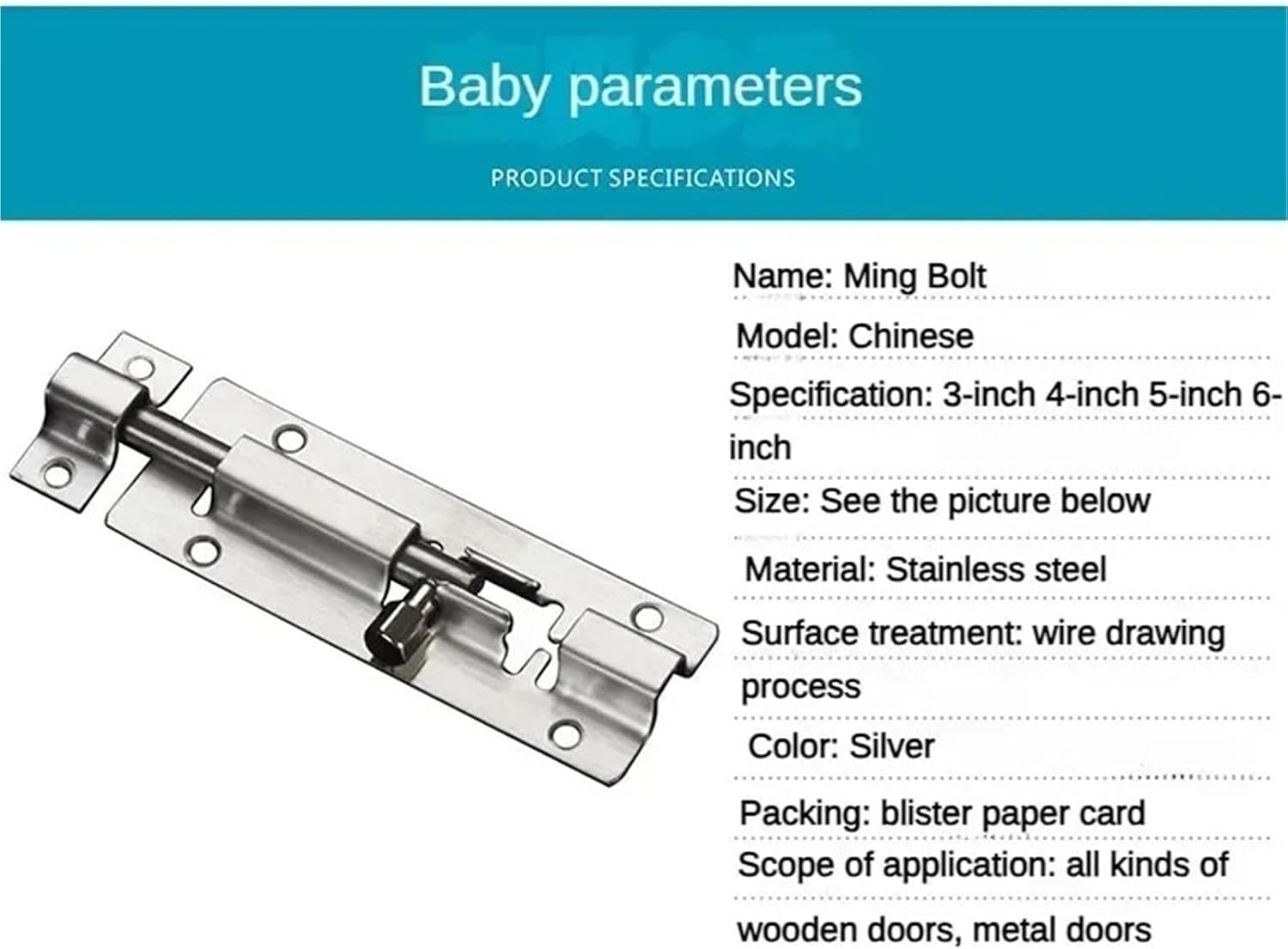 Stainless Steel Latch Solid Sliding Bolts Hardware Gate Door Lock 3/4/5 Inches 1Pcs(3 inches.)