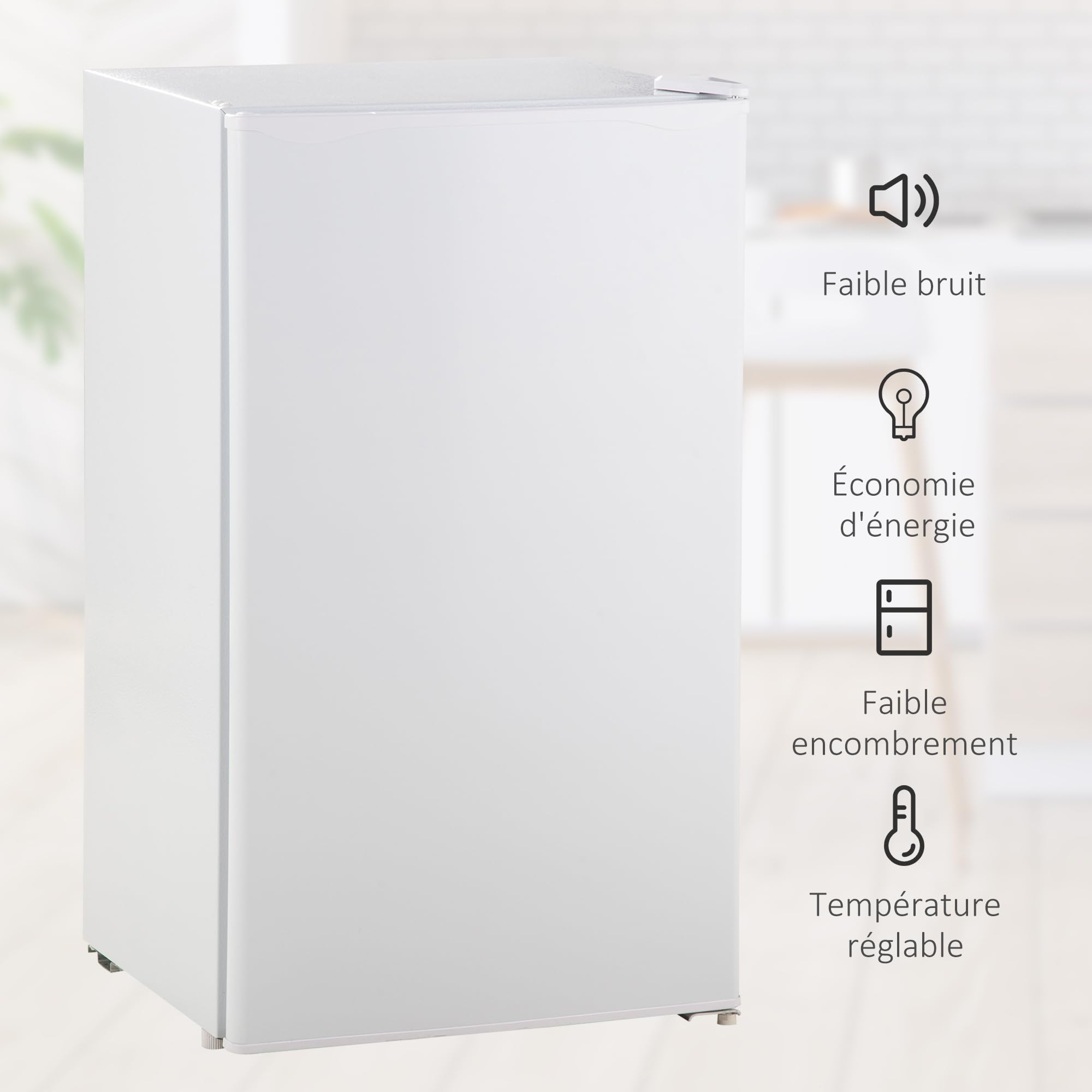 HOMCOM Réfrigérateur Congélateur Petit Réfrigérateur à Une Porte 91L Blanc | Étagères Modulables, Compartiment Congélateur, Design Sous-Comptoir