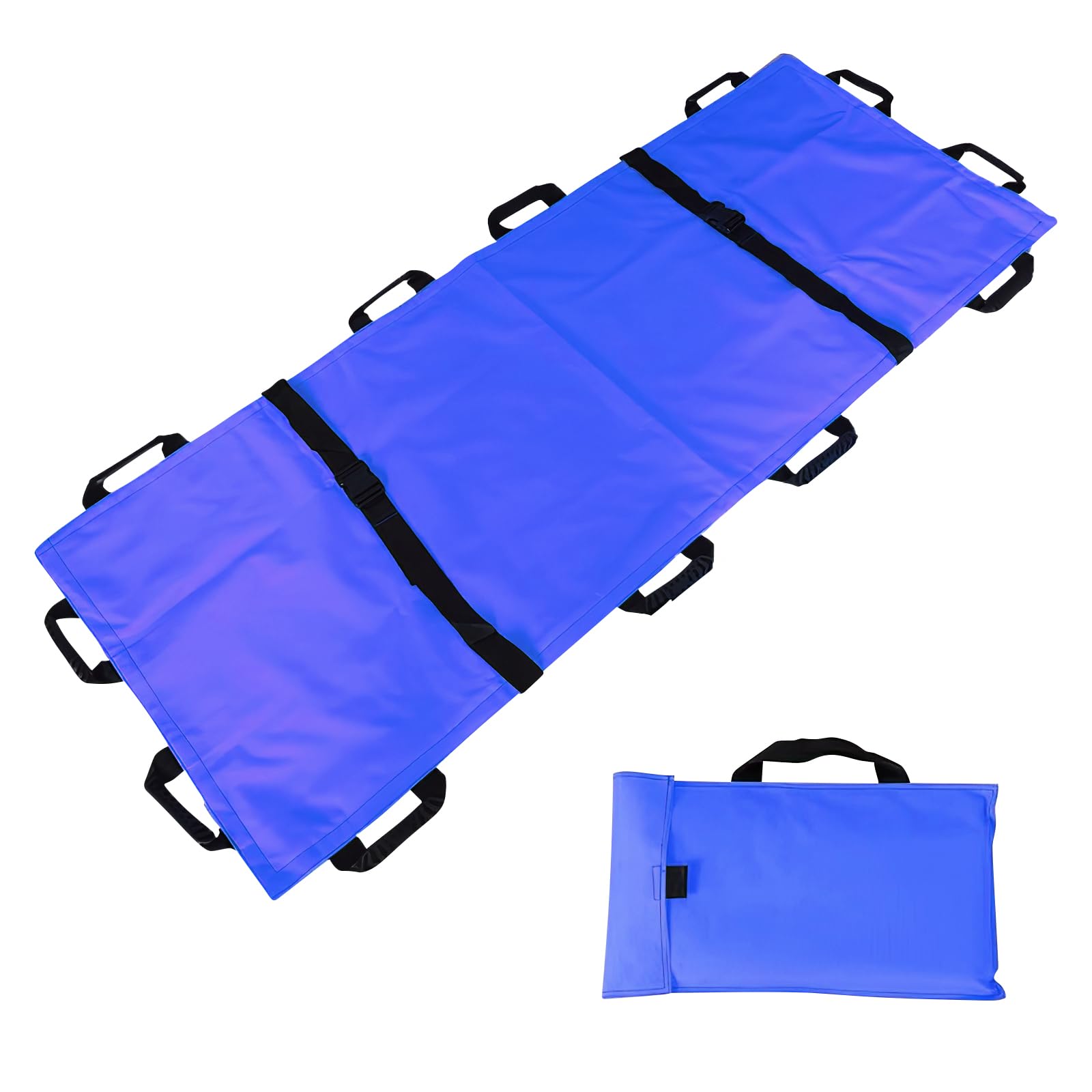 Camilla suave, camilla de emergencia plegable portátil con 12 asas y bolsa de transporte, camilla de transporte médico de nailon para transferencia de pacientes, rescate al aire libre, camping