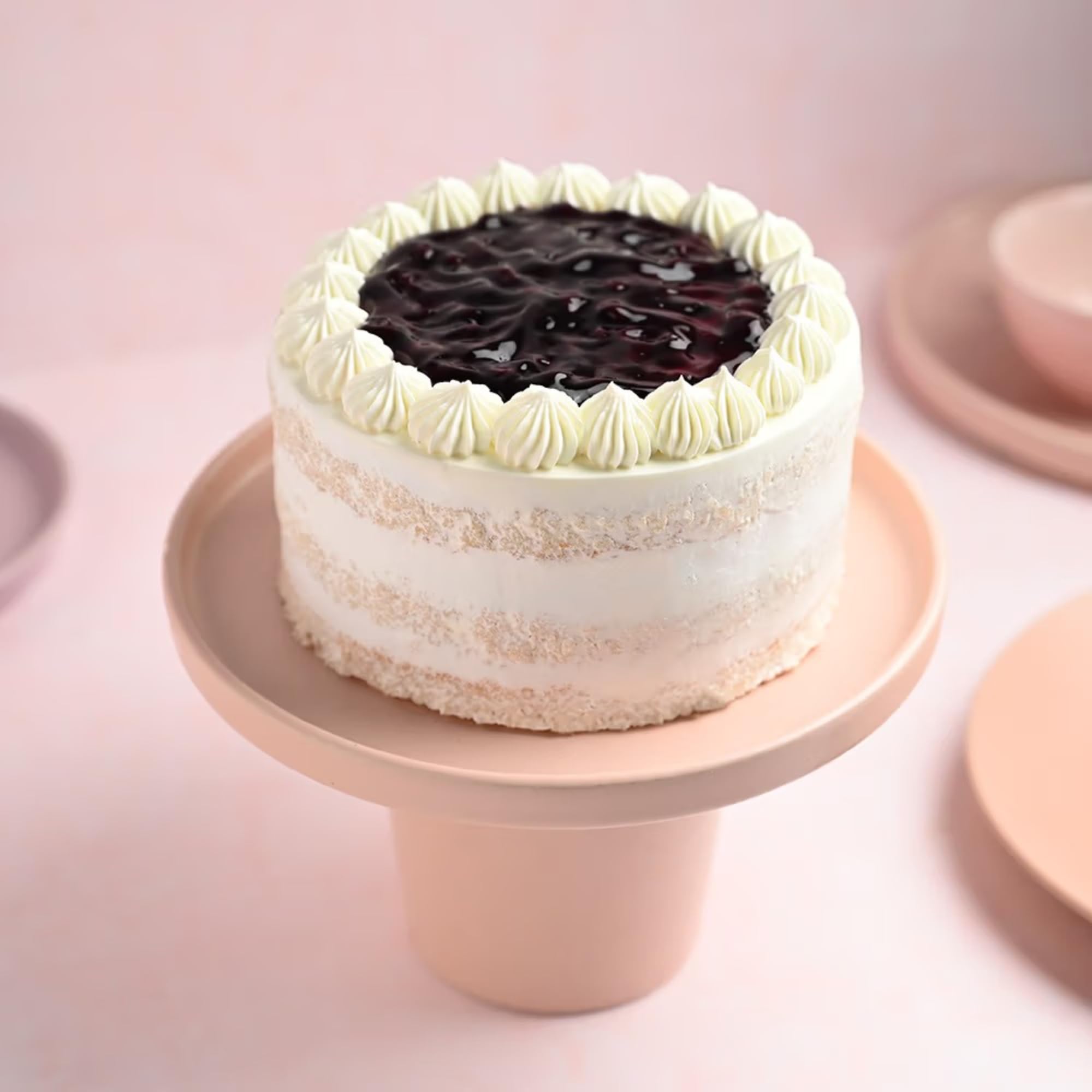 FlowerAura Delicious Fresh Bliss Blueberry Eggless Cake For Birthday Cake, Anniversary Cake, Valentine's Day Cake, Mother's Day Cake, Father's Day Cake (Same Day Delivery) (0.5Kg)-image-21