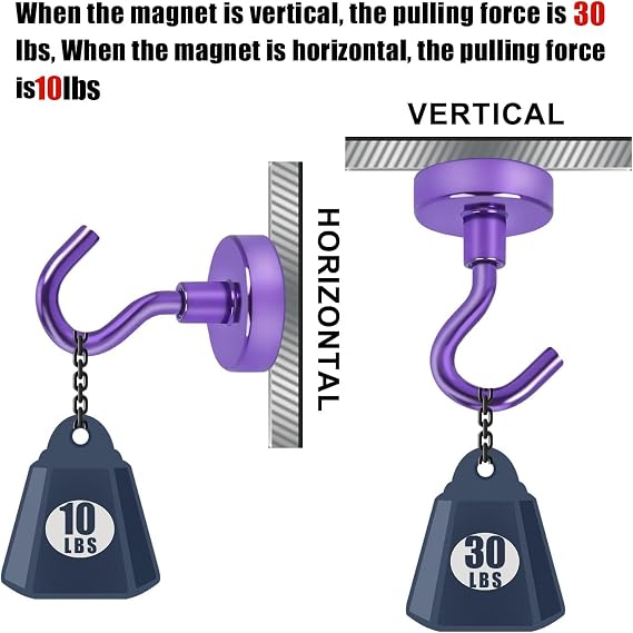 DIYMAG Magnetic Hooks 20pcs 30lbs Cruise Essentials 2026 Magnet Hook Purple