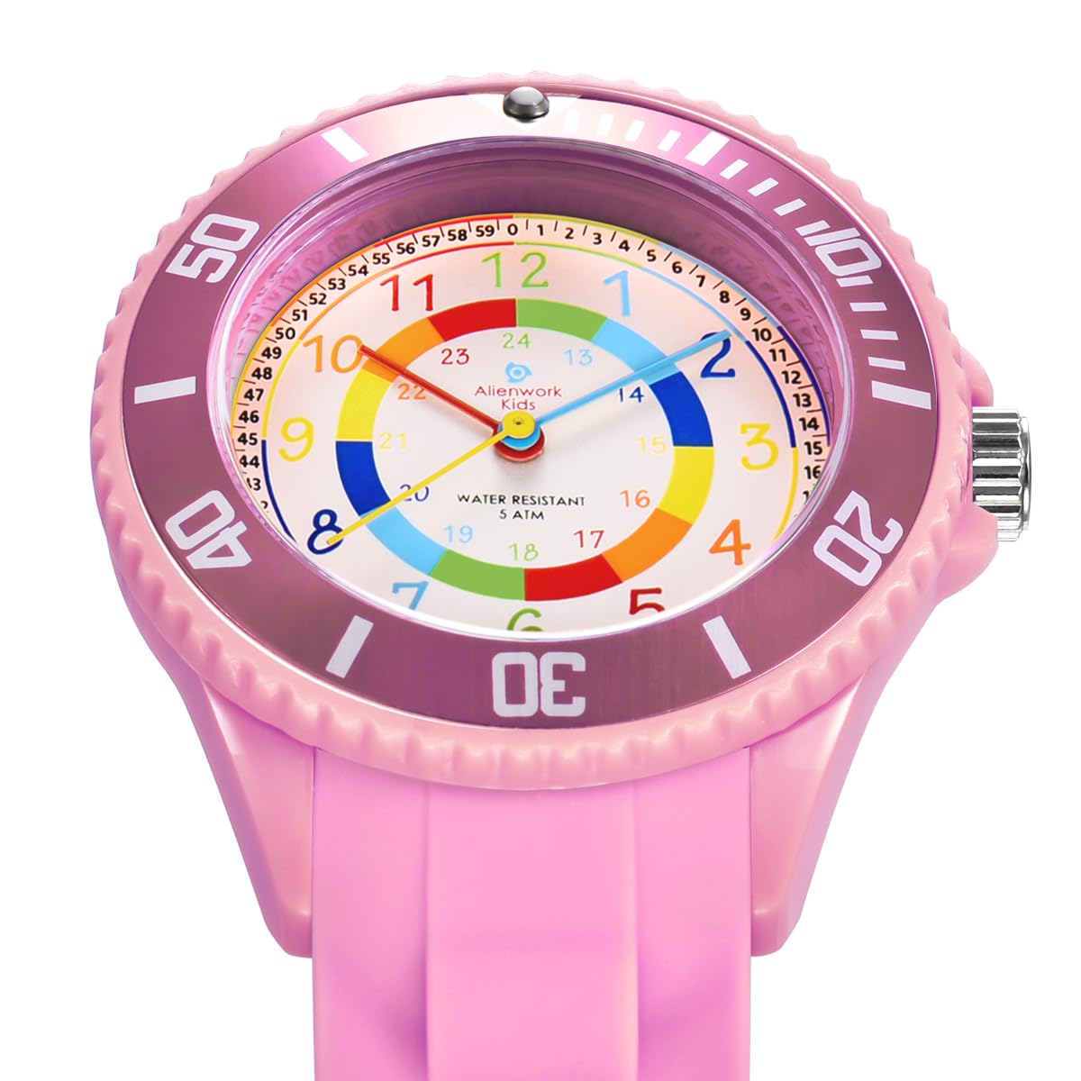 Alienwork Kids Orologio di Apprendimento Bambini Ragazzi Ragazze Tempo di Apprendimento Impermeabile 5 ATM