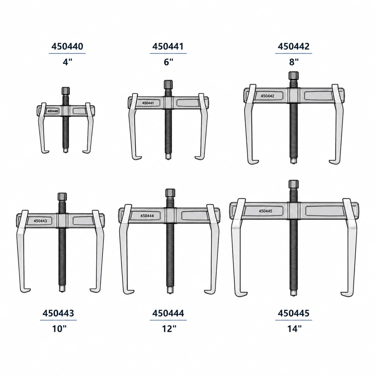 KATSU Tools Estrattore Cuscinetti 2 Ganasce 14", CR-V, Regolabile, per Rimozione Pulegge, Volani, Cuscinetti Auto Moto