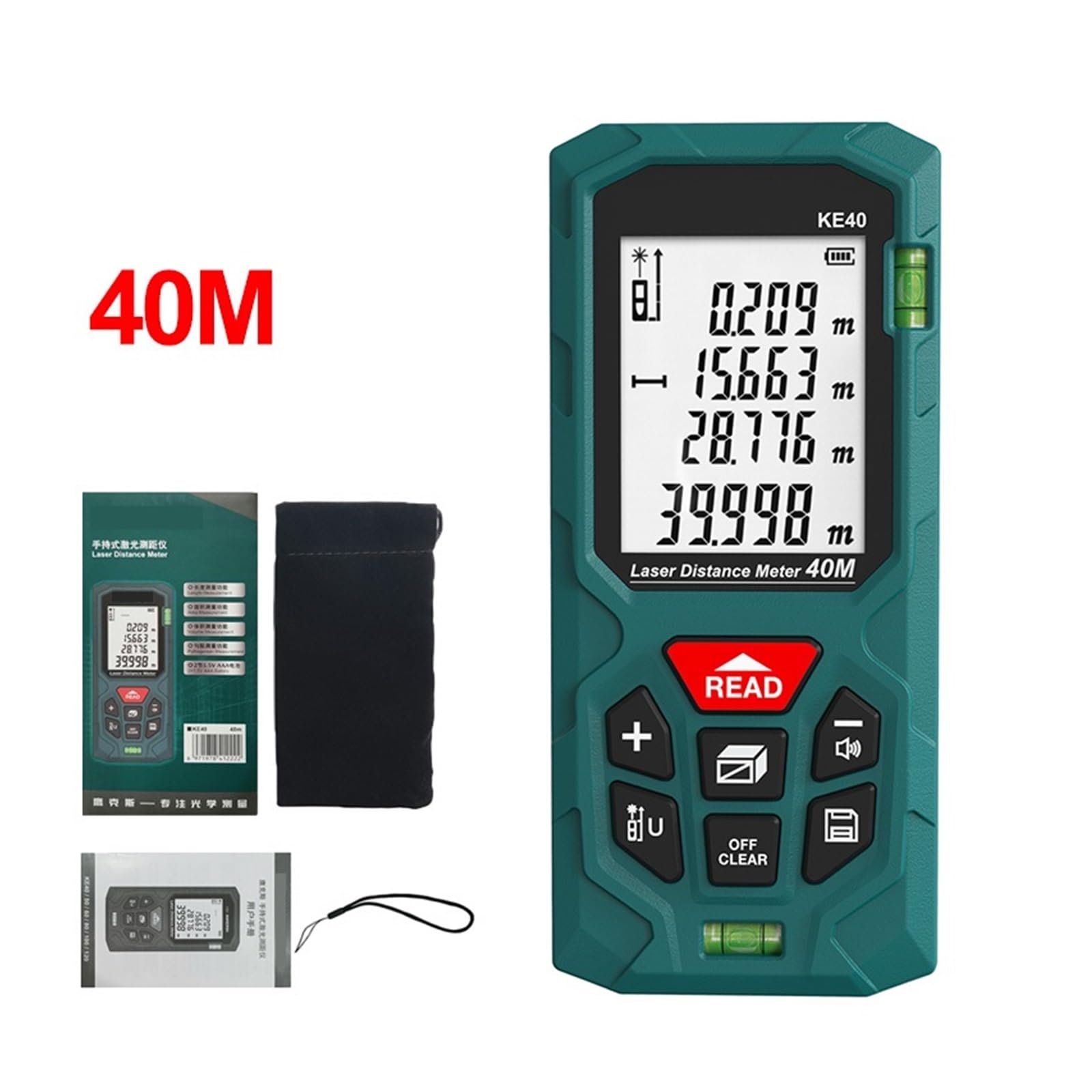 Misuratore di superficie terrestre, Telemetro Misuratore Di Nastro Digitale Misuratore Di Distanza 40/60/80/100/120 M Telemetro Accurato For Roulette Misura distanza, area e volume(100M)