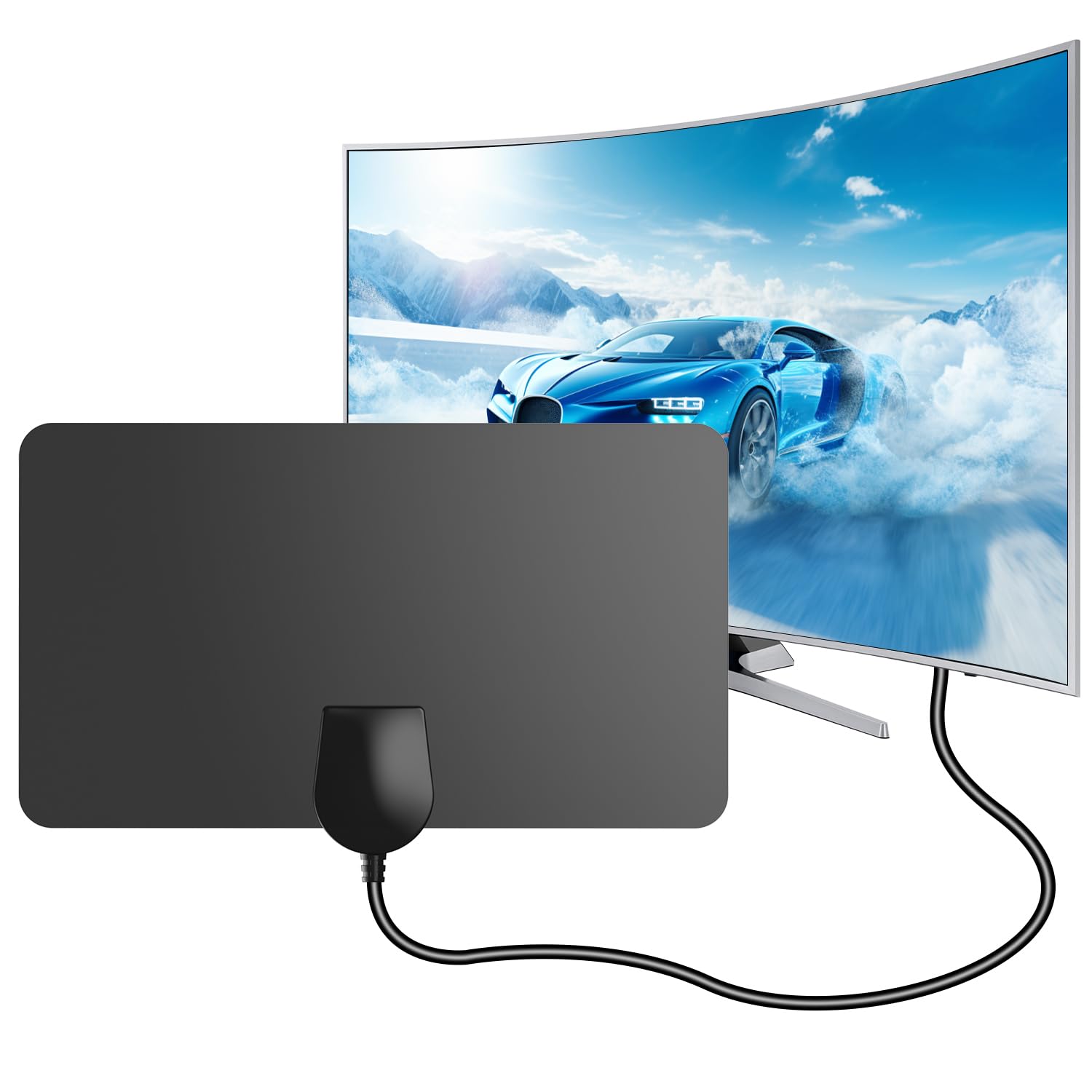 Antena TV Interior HDTV para Smart TV – Antena TDT HD 4K/1080P con Recepción 360°, Señal Estable, Base Magnética Fuerte, Compatible DVB-T2/DVB-T，B-ES-AN1001-3-26622