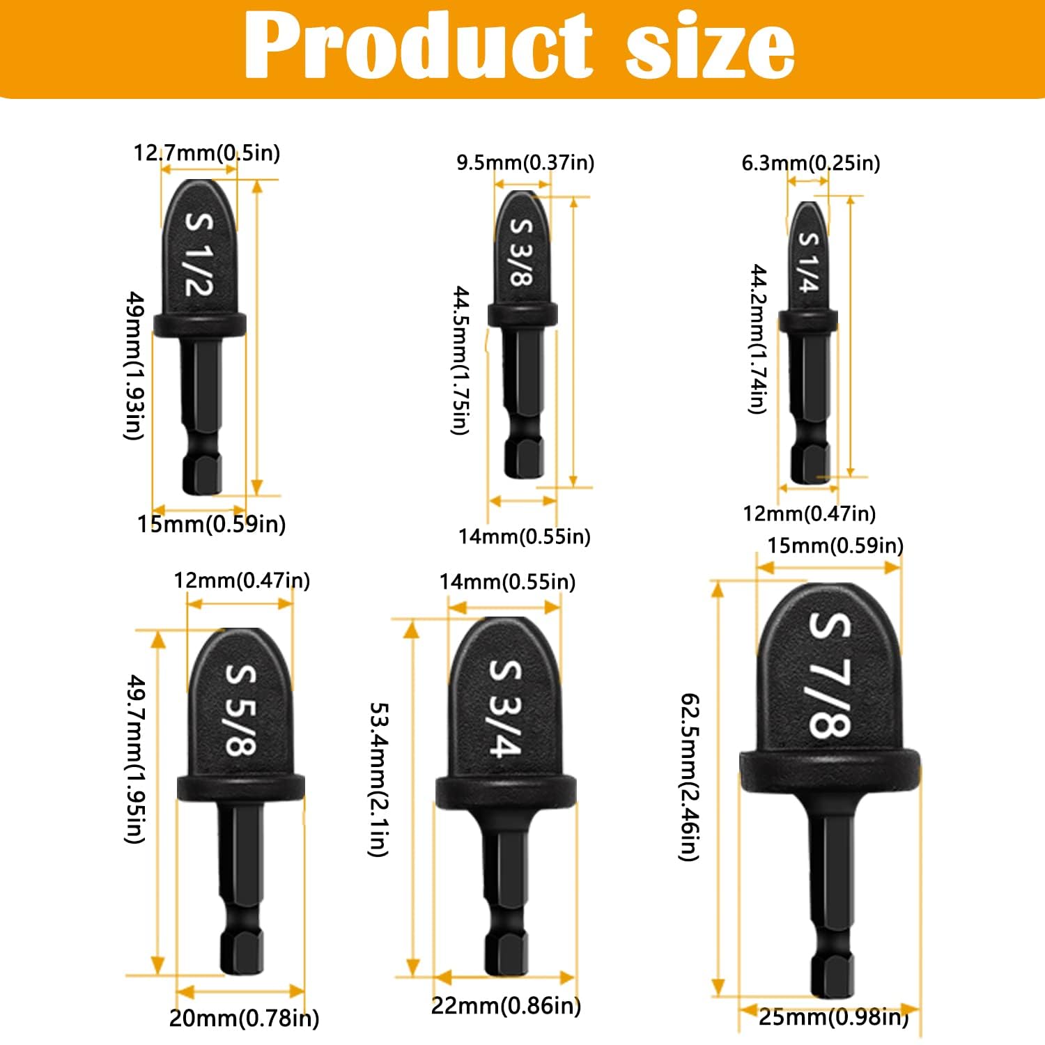 Espansore Tubi Rame 6 Pezzi, Strumenti HVAC Multifunzione per Svasatura 1/4'' 3/8'' 1/2'' 5/8'' 3/4'' 7/8''