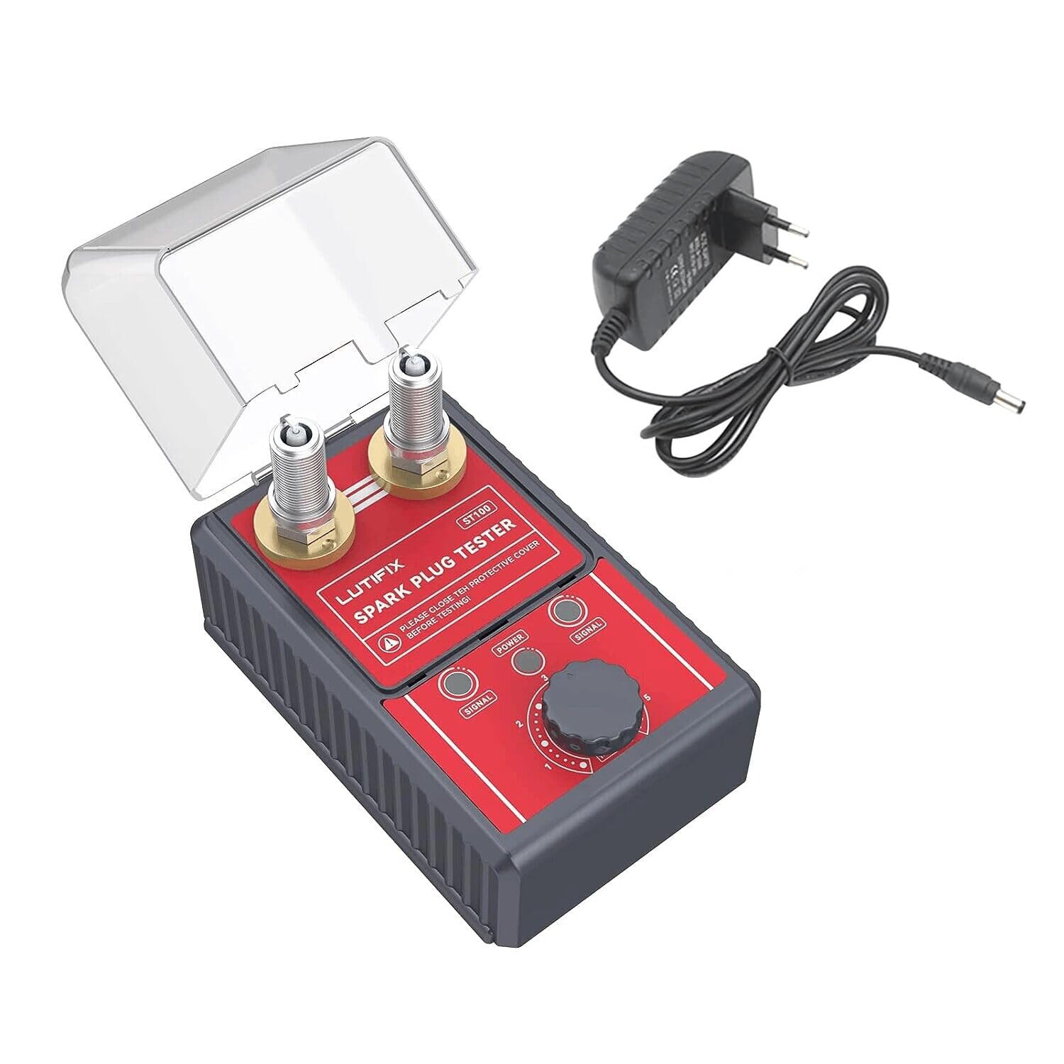 Tester per candele analizzatore di sistema per candele di accensione a doppio foro per autoveicoli con tester di accensione a doppi fori regolabili e coperchio protettivo Candela da 0 a 6000 giri/min