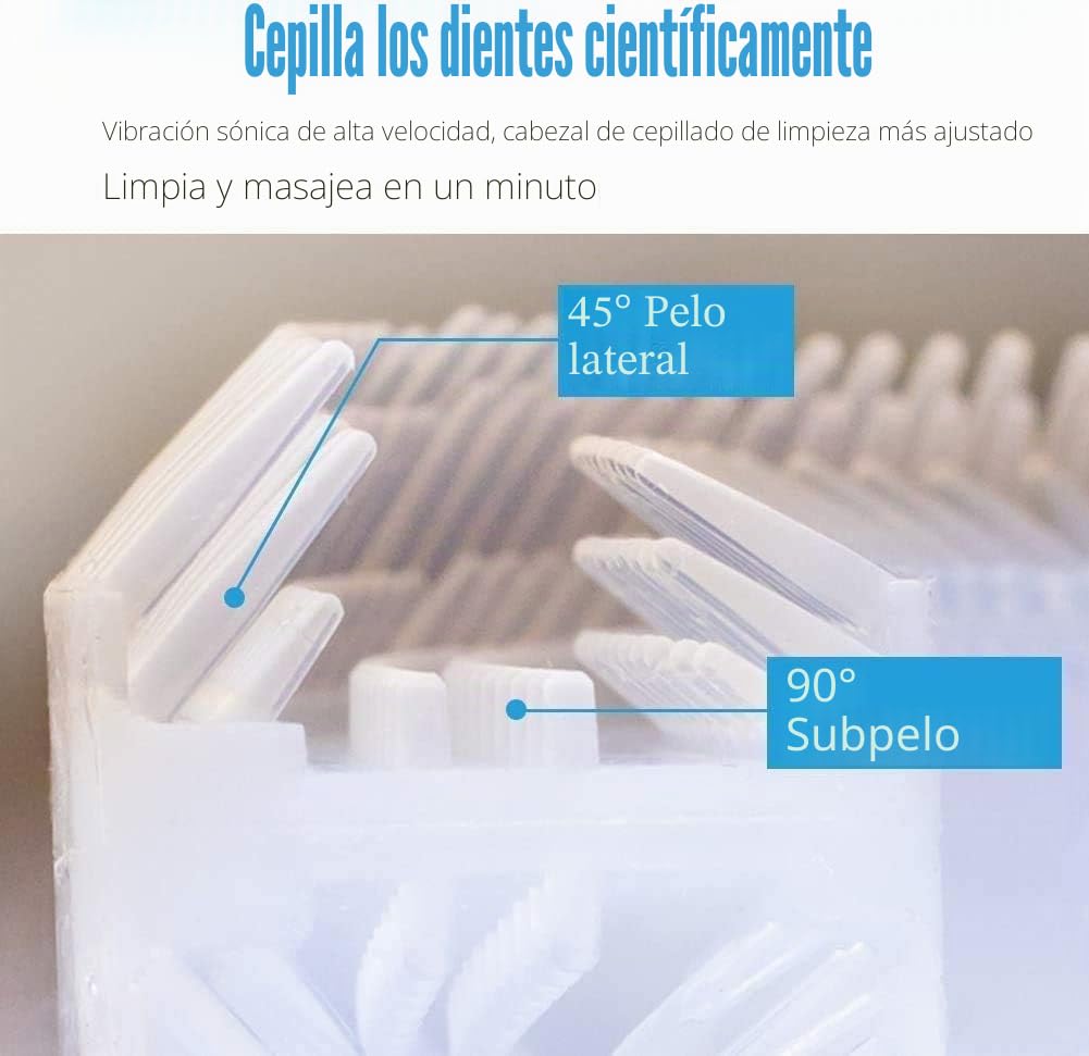 Cepillo de dientes ultrasónico, cepillo de dientes automático, cepillo de dientes para blanquear los dientes con temporizador, cepillo de dientes eléctrico ultrasónico de 360° para adultos, carga