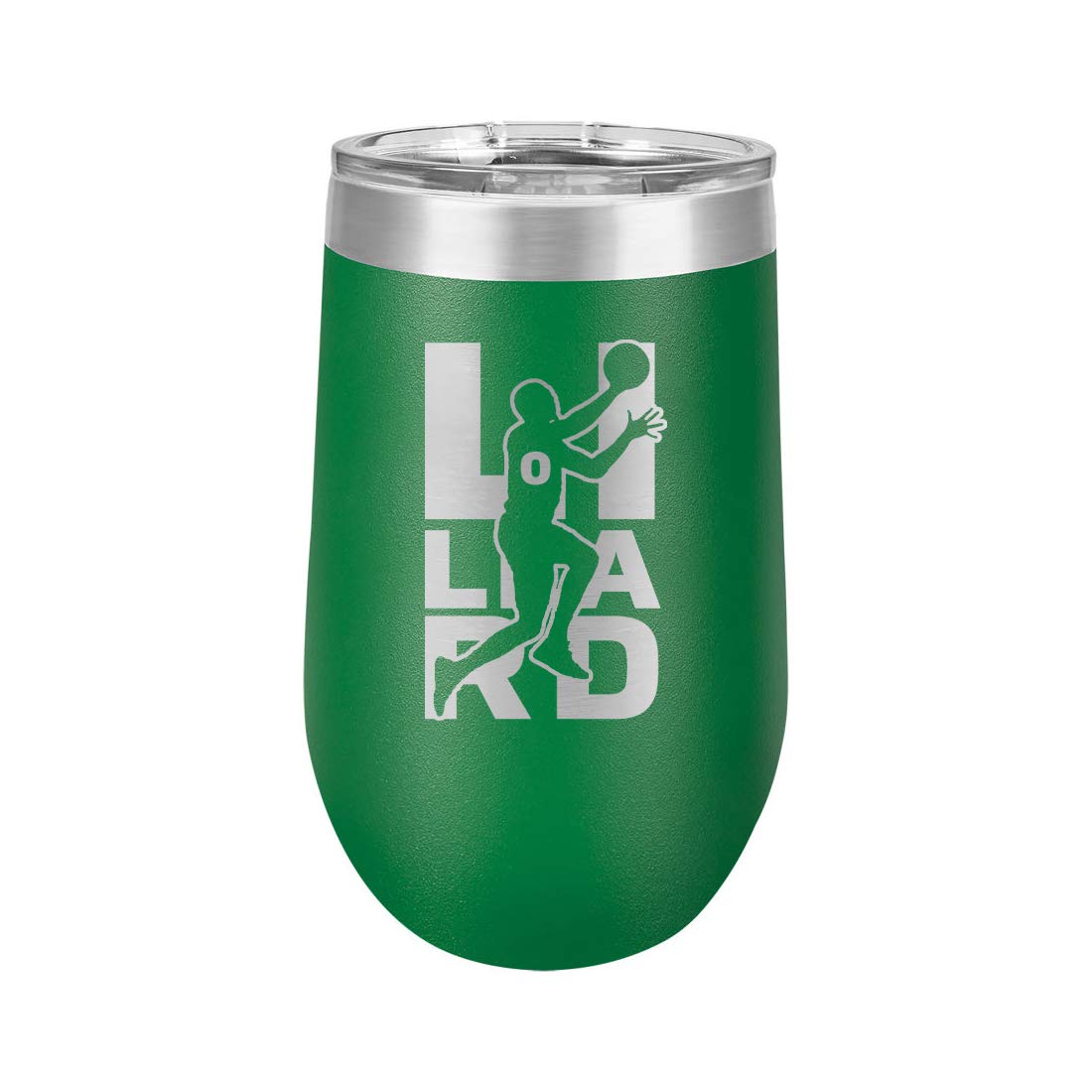 Basketball Sports Athletic Player Lillard #0 - Polar Camel 16 oz. Vacuum Insulated Stemless Tumbler w/Lid (Green)