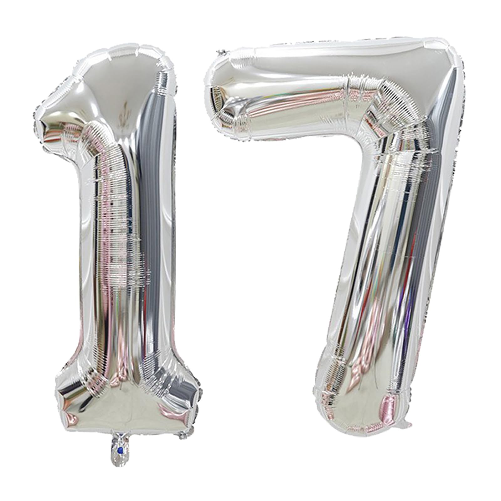 YFHVJTKO 40 Inch Number 17 Foil Balloons 17th Celebration Decorations for 17th Birthday Party Wedding Bridal Shower Engagement Photo Shoot Anniversary Decoration, Number 17 Silver Balloon (Pack of 1)