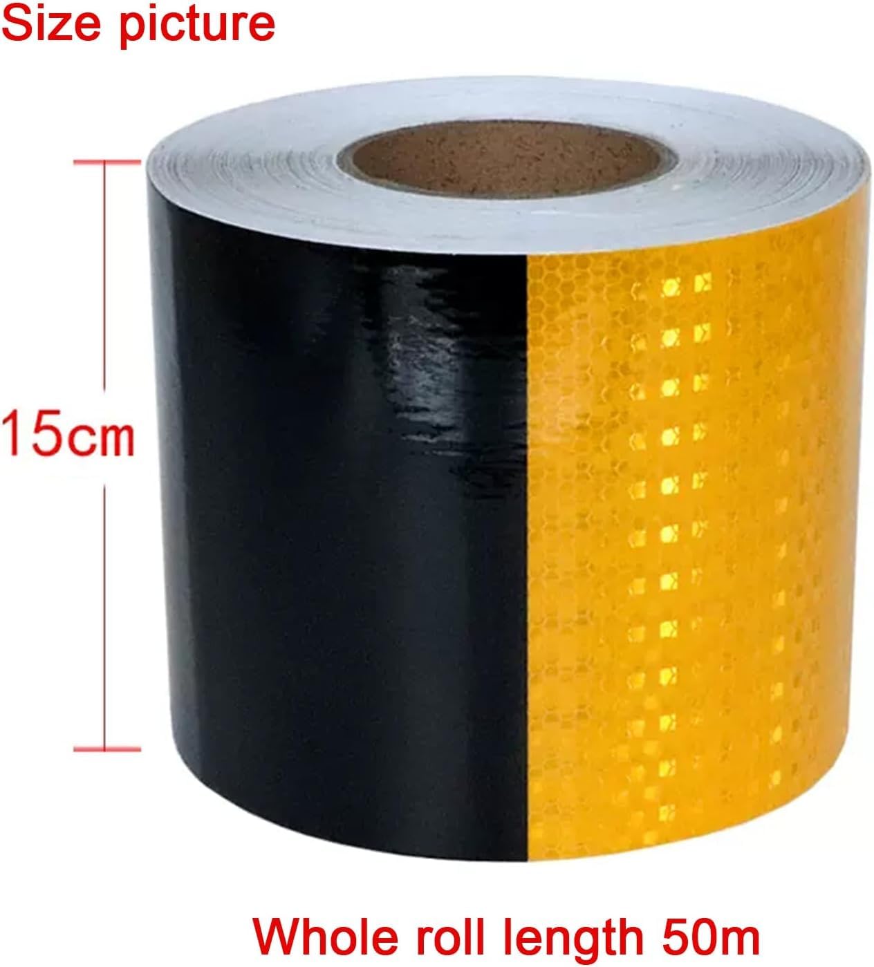 Taśma ostrzegawcza odblaskowa, Taśma odblaskowa samoprzylepna wielokolorowa, różne rozmiary, PVC, 50 m(Red White,15 cm x 50 m)