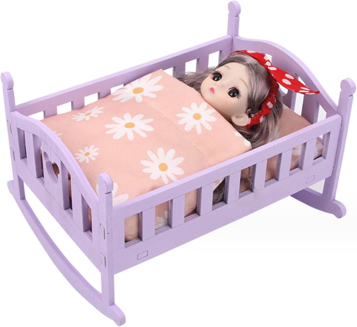 Amelity Wooden Baby Doll Crib for Kids Boys Girls, Rocking