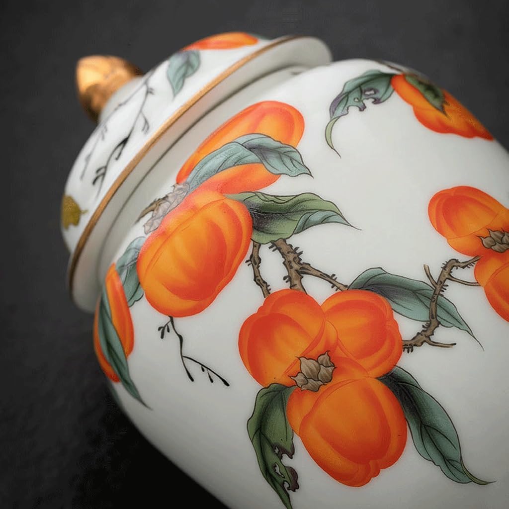 Puszka herbaty Ceramiczna herbata Zamknięty słoik Słoik herbaty Persimmon Herbaton Herbata biała kamelia Herbata owocowa Herbata zdrowotna Zamknięty pojemnik Kanister na herbatę (13 * 19 cm)