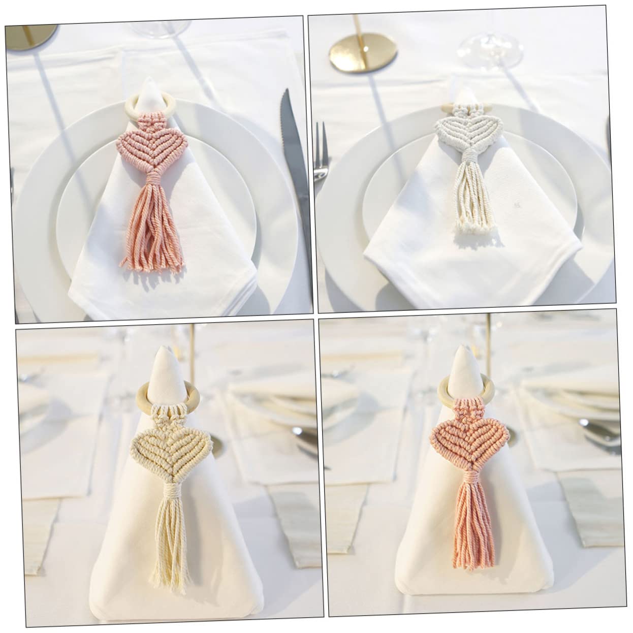ABOOFAN 5 Set Di Fibbie Per Tovaglioli Porta Tovaglioli Decorativi A Forma Di Cuore Elegante Decorazione Da Tavolo Per Feste 2 Pezzi * 5