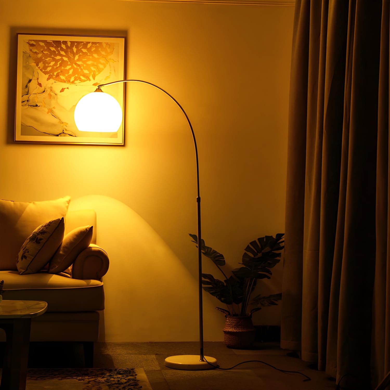 Lampa podłogowa z matowego metalu, Regulowana metalowa 1 jasna lampa podłogowa Okrągły klosz Biały 35,5 x 86,5 cala