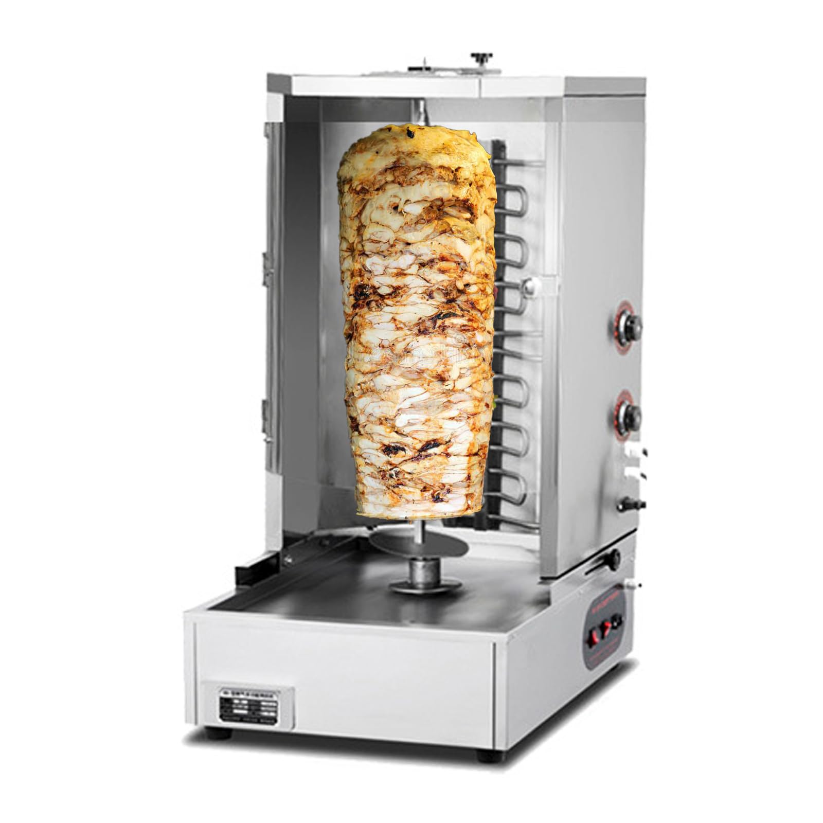 Gewerblicher Dönergrill - Elektrischer Grill 5200W Edelstahlheizröhren 50-300℃, 88cm Höhe, Leistungsregler (ohne Stecker) mit Ölauffangwanne