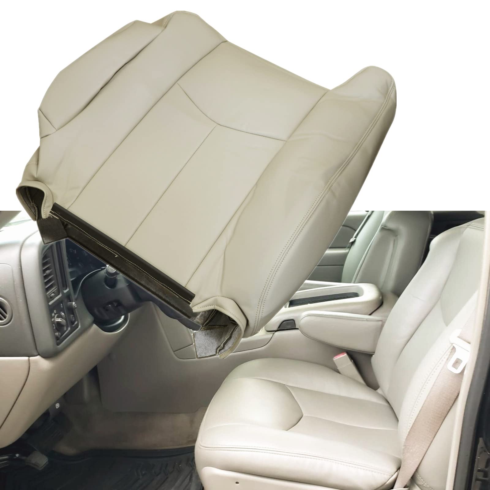 GXARTS Driver Side Top Lean Back Seat Cover Shale Light Tan 522 52i Compatible with Chevy Tahoe Suburban 1500 2500 Tahoe GMC Yukon Yukon XL 2003 2004 2005 2006