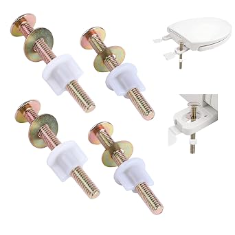 4 Pack Toilet Seat Hinge Bolt, Quick Fix Toilet Screws Replacement with Nuts Washers, No More Wiggle Steel Toilet Screws Fastener for Top Toilet Seat Kohler TOTO, Syocsek