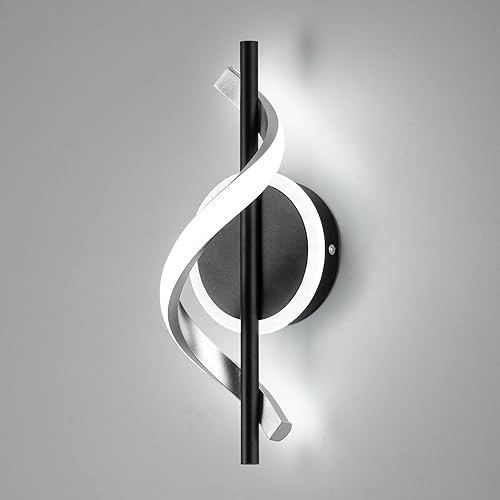 Apliques LED de pared para interiores, luces LED de montaje en pared de 12 W, lámpara de pared moderna en espiral, lámpara de pared fría de 6000 K