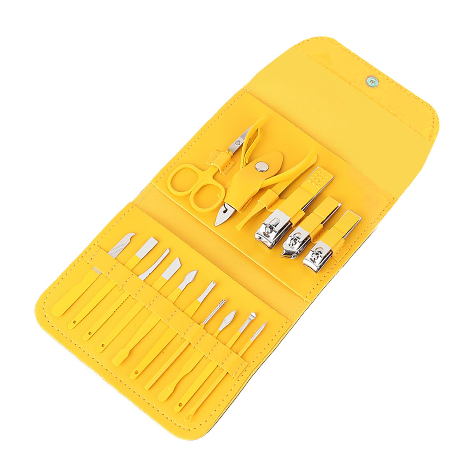 16pcs Professional Manicure Set with Carbon Steel Nail Clippers and Pedicure Tools (Lemon Yellow)