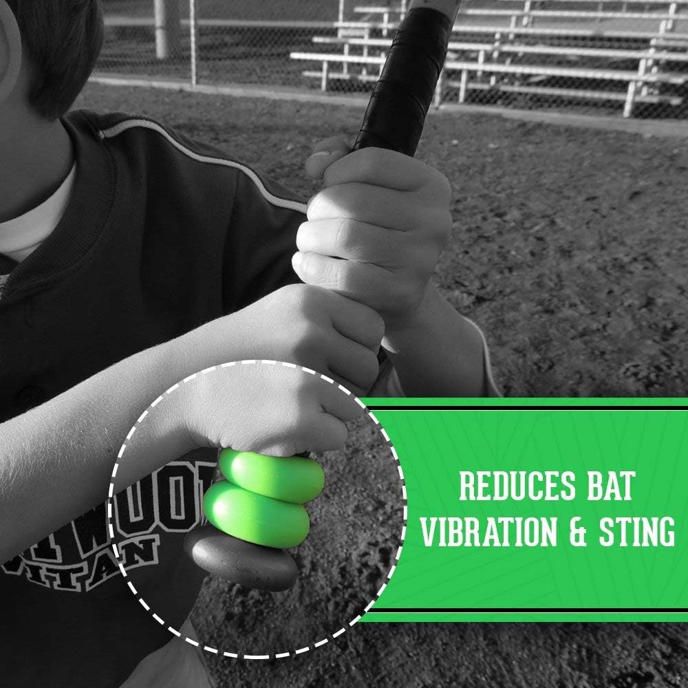 2-Pack of Bat Grip Choke up Rings for Youth Baseball, Tee Ball and Softball - Improve Swing and Increase Control with Your Baseball Bat Choker Produced by Grippi (Neon Green)