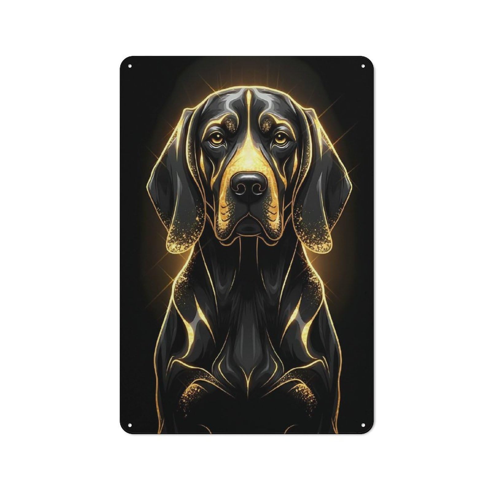 Junmoney Style-2 Elegant Black And Gold Dog Portrait Rustic Metal Wall Sign 30X20cm For Bar Or Restaurant, A Decorative Metal Sign For Bars And Restaurants