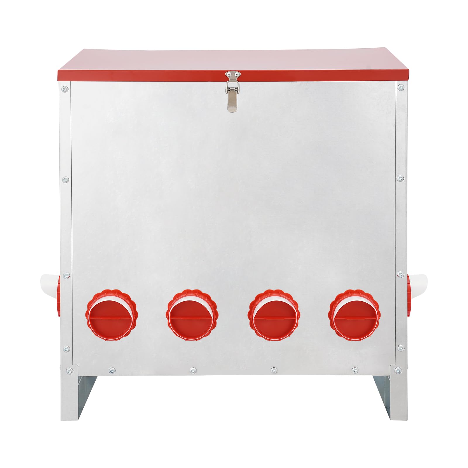 Comedero automático para gallinas, 30 kg/66 libras, de metal, con 10 orificios de alimentación y asa, resistente a la intemperie, adecuado para pollos, patos, aves de corral, etc.