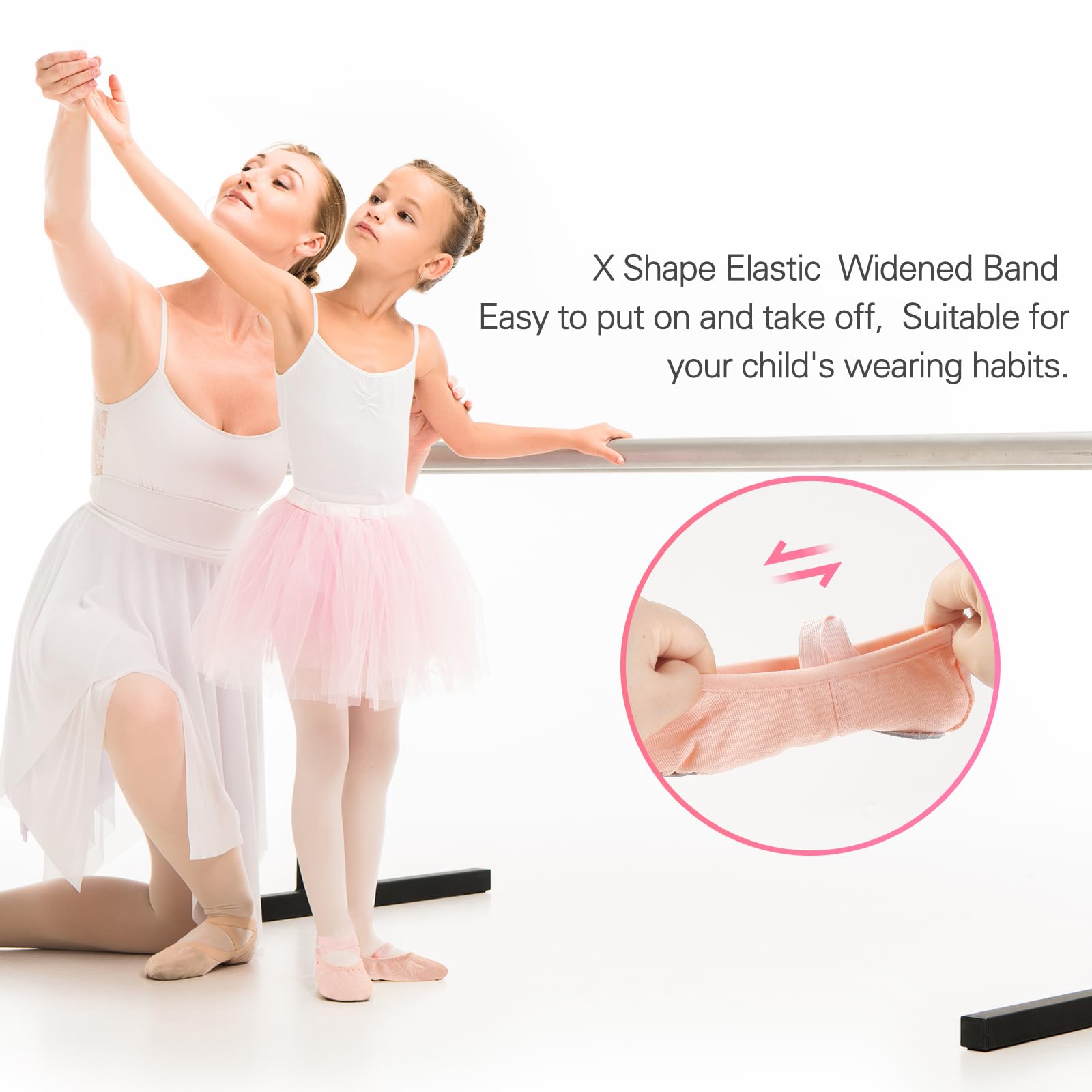 Canvas Ballet Slippers Flats for Girls/Toddlers/Kids/Women, Split Soft Leather Flat Sole Yoga Gymnastics Shoes BTFS -35-2M Pink