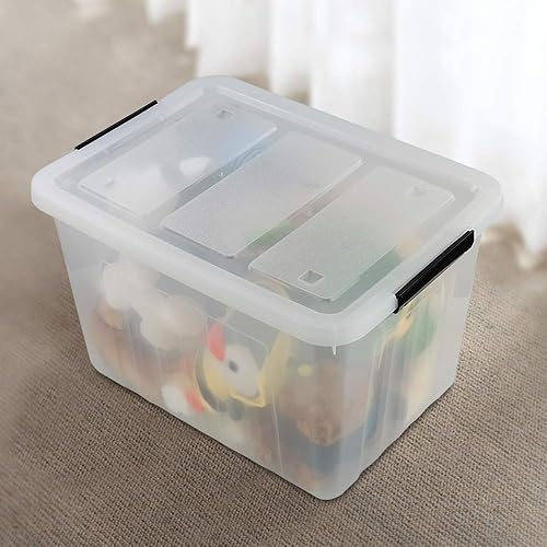 Miniatura 4 de Cajas grandes de almacenamiento transparentes de 70 L, paquete de 4 cajas de almacenamiento de plástico con tapas y ruedas