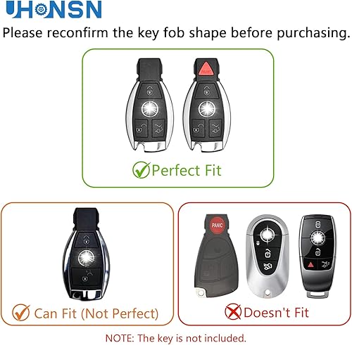 Miniatura 2 de UHONSN Funda para llavero de Mercedes Benz con llavero brillante de piel suave, funda protectora para AMG C E M S CLS CLA GLK GLA GLC GLE AMG Clase