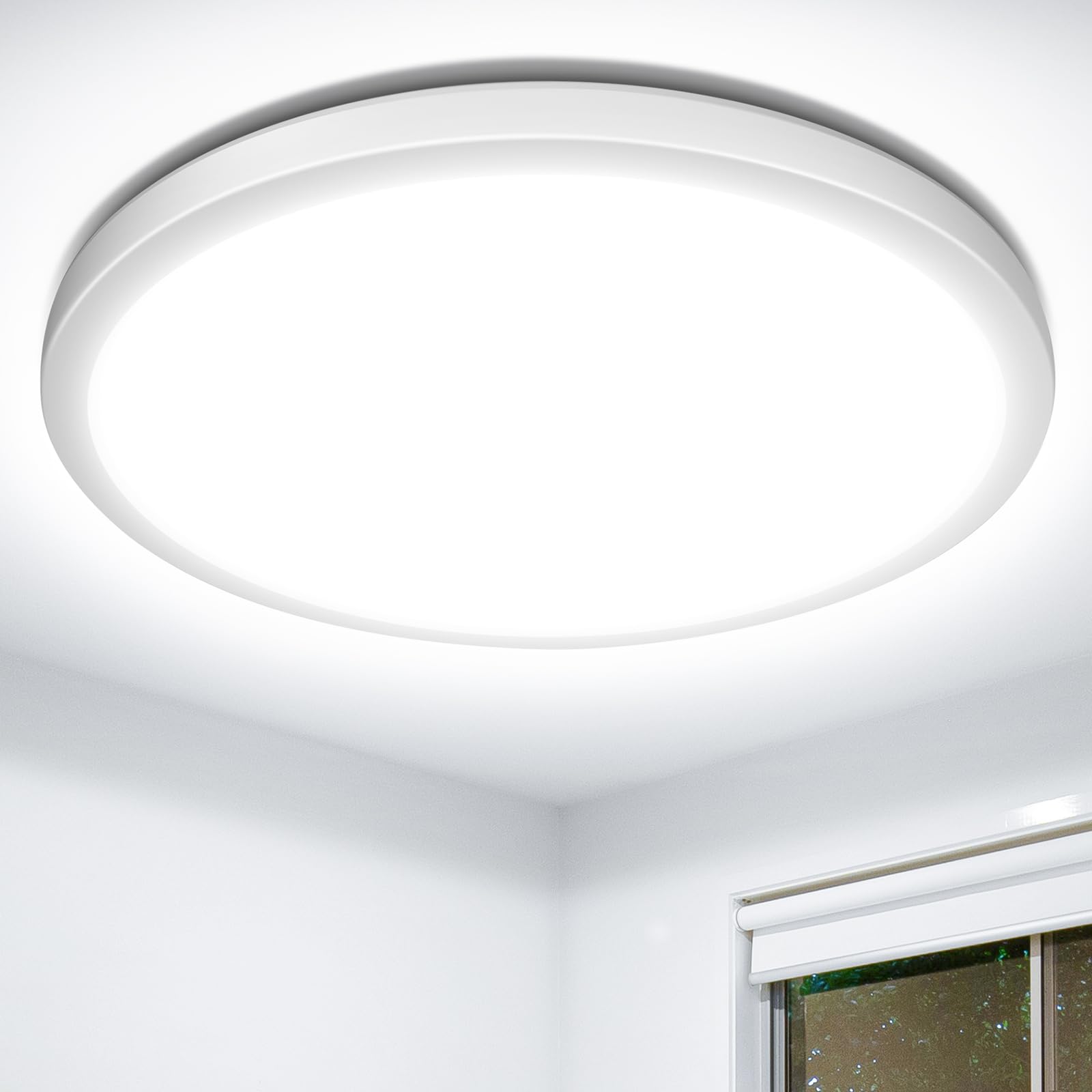 Lepro White 24W Led Ceiling Light, 2400Lm Super Bright Waterproof Bathroom Light, 2.6Cm Ultra-Thin, Daylight 5000K, Round Large Flush Ceiling Light For Living Room, Bedroom, Kitchen And More, Ø29.3cm