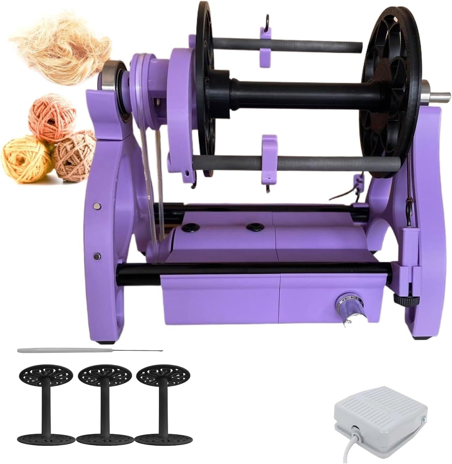 Adjustable Speed Compact Electric Wool Spinner, Electric Winding Machine, Modular Design, Easy to Disassemble, 12v Yarn Spinning Wheel, 4 Ounce Capacity(Black)