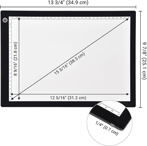 Miniatura 18 de Yescom Almohadilla de luz portátil A2 de 25 x 19 pulgadas, caja de luz LED para trazar pintura de diamantes, tablero de dibujo, tablero de dibujo