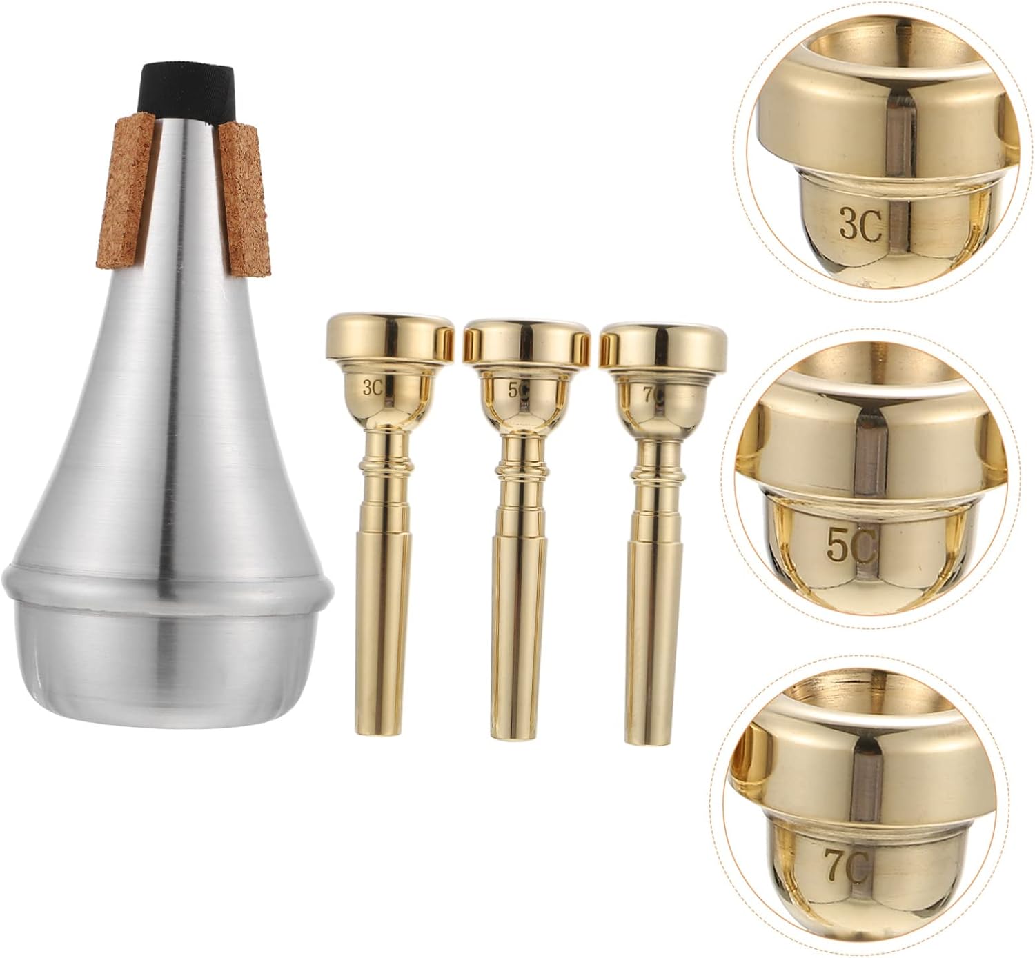 DECHOUS 1set Metal Trumpet Mouthpiece Set Mute for Trumpet Replacement Sordine Part and Easy to Use