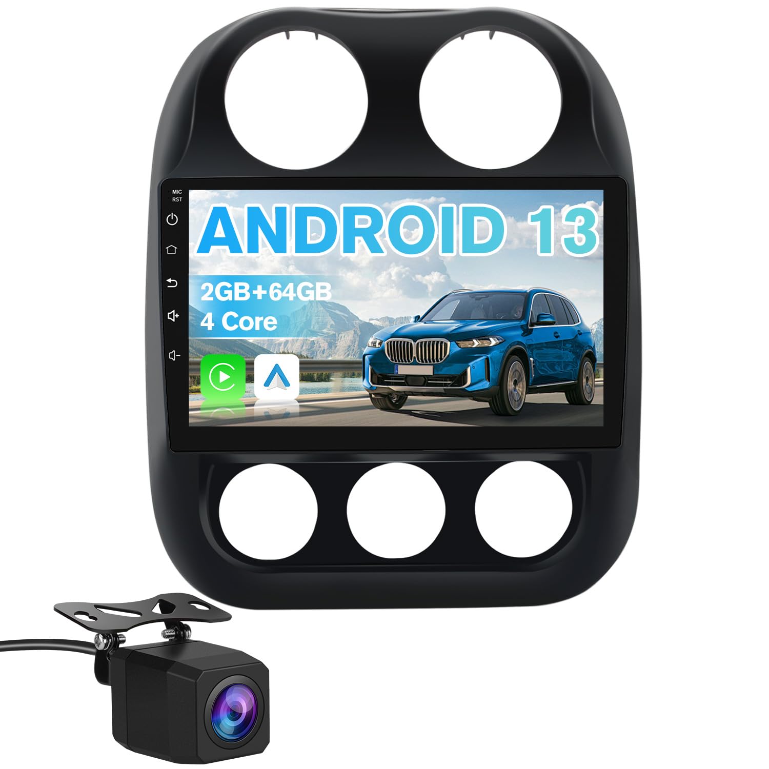 Mnasico Android Radio for Jeep 2010-2016 with 10.1 inch Touchscreen, 4 Core CPU 2GB+64GB, Support Carplay, Android Auto, SWC, WiFi, Bluetooth, FM AM