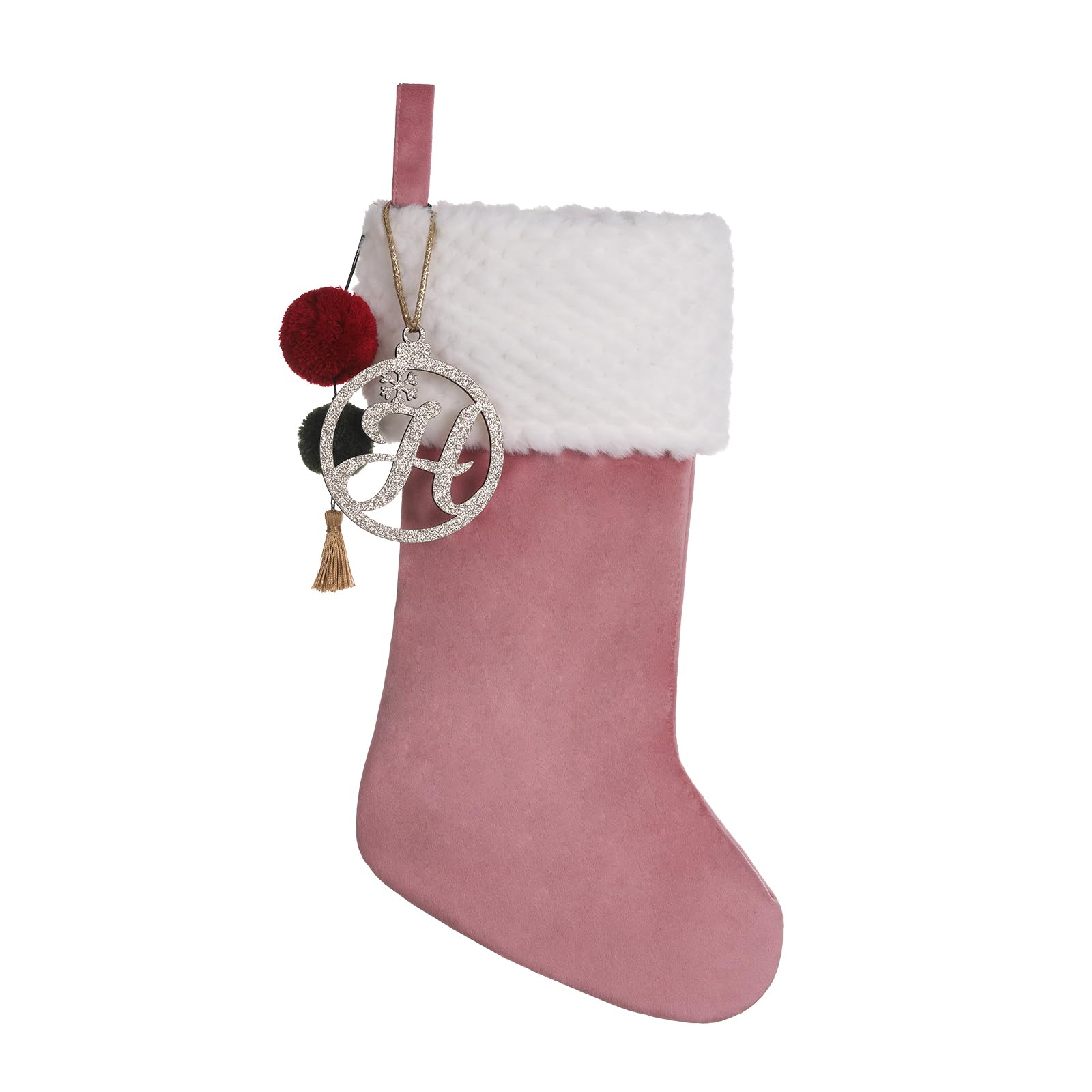 Pxniy Personalized Gold Wooden Initial Christmas Stocking - stockings and holders | Mubboo