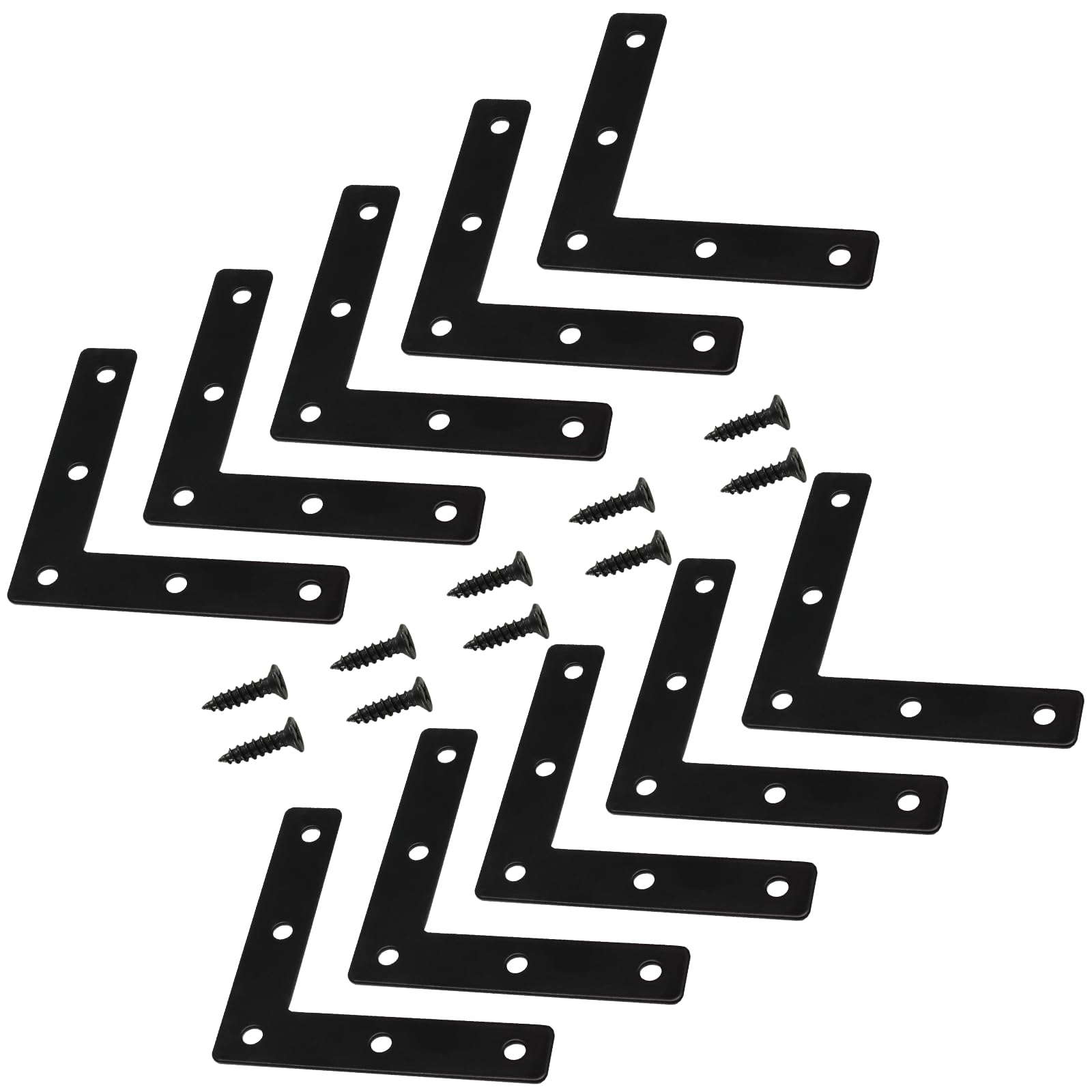 Black L-Shaped Corner Braces - 20 Pack Mending Plates For Furniture Repair