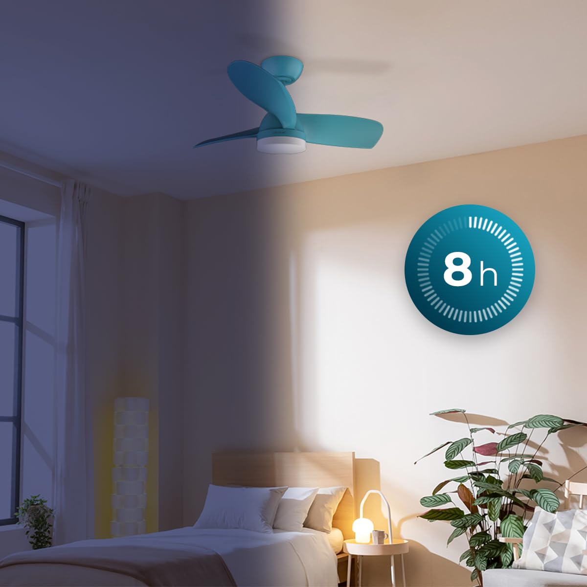 Cecotec - EnergySilence Aero 3050 Sky wentylator sufitowy z oświetleniem - 35 W, silnik DC, średnica 36" z oświetleniem LED, pilot zdalnego sterowania, programator czasowy, 6 prędkości, 3 łopatki