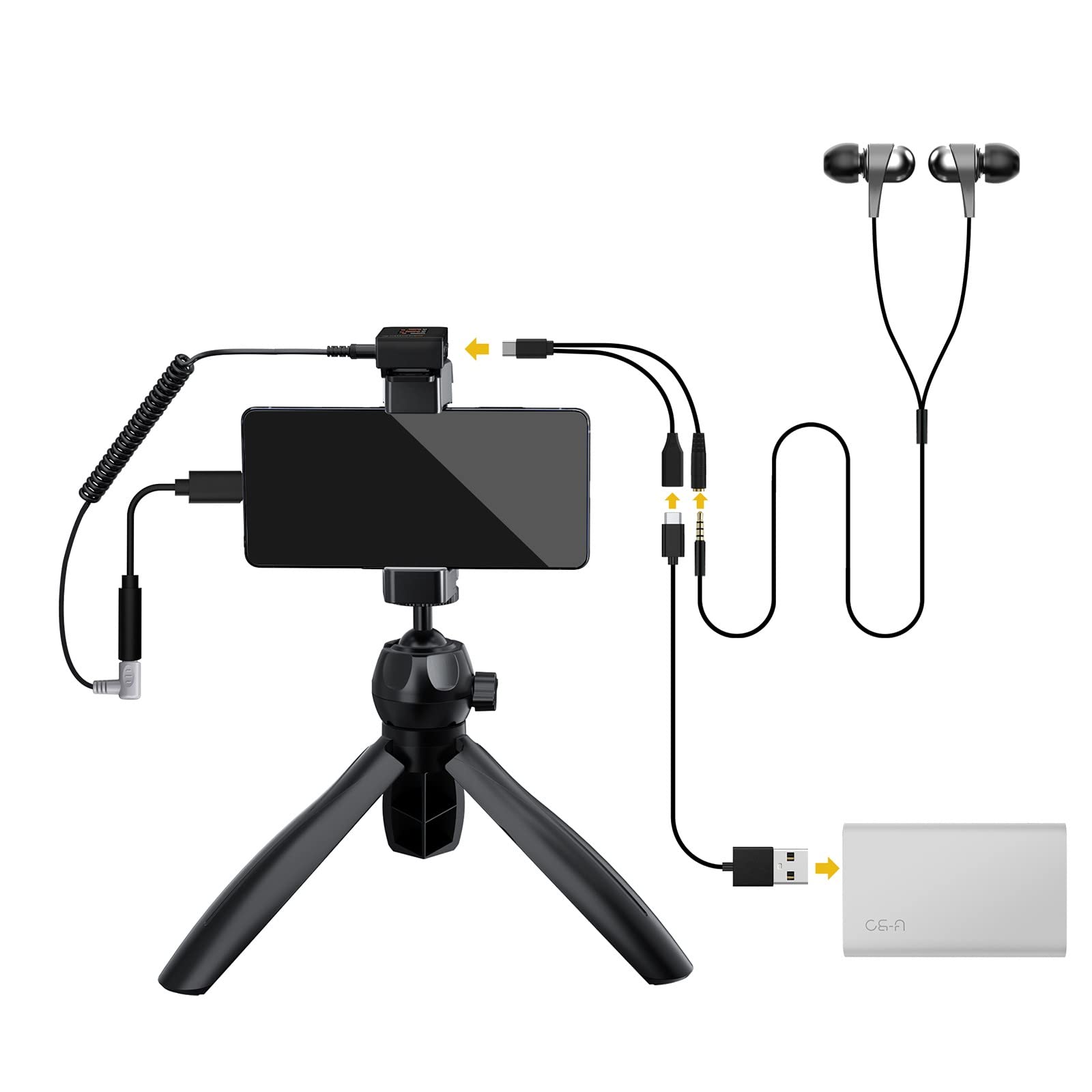 Comica Vimo C3 Lavalier Sistema de micrófono inalámbrico, transmisor dual y 1 micrófono de solapa receptor para entrevistas, transmisión en vivo y vlogging, compatible con teléfonos inteligentes y cám