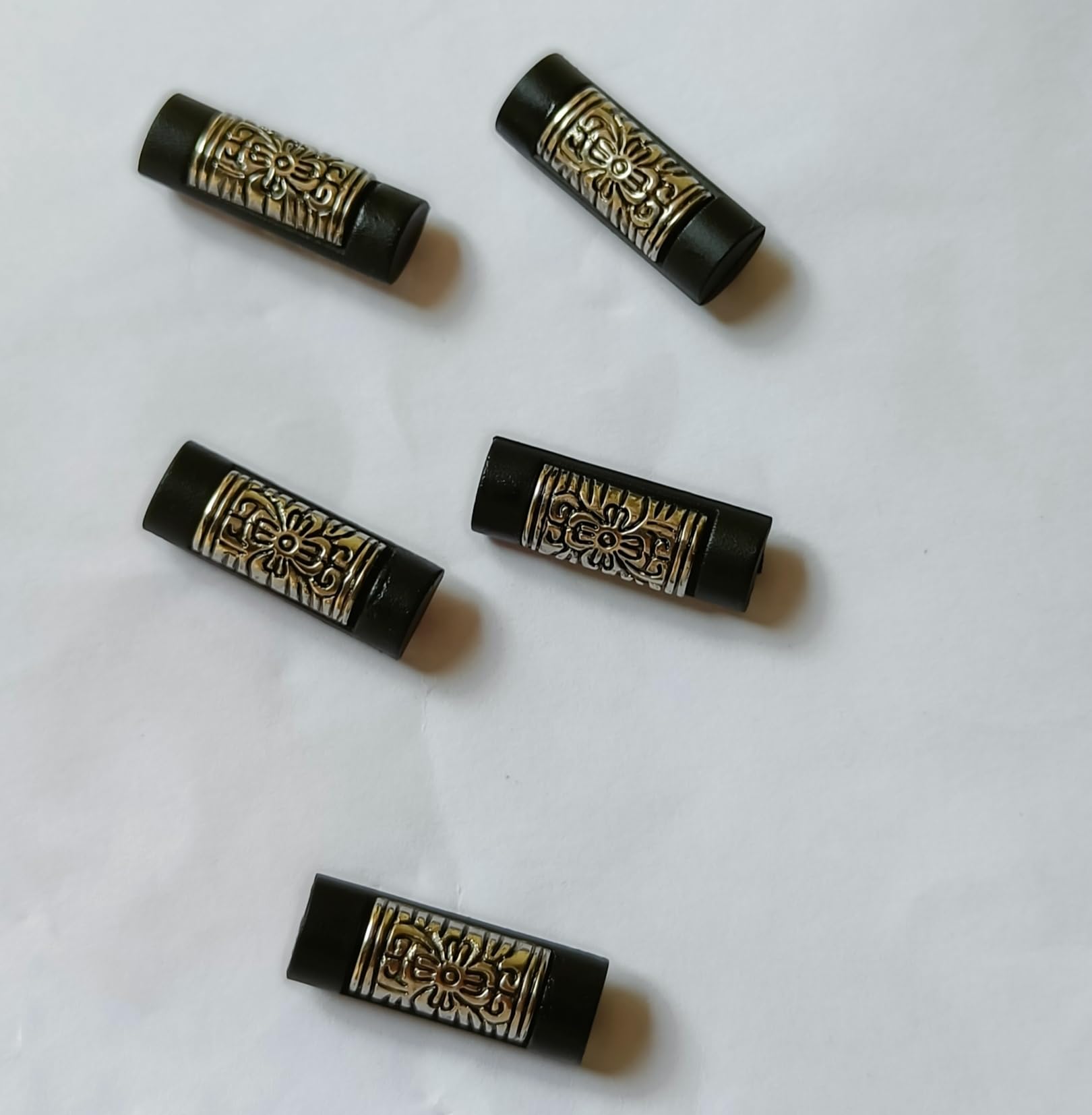 Parakh Cylinder Shape Black Colour Silver Print Button (5 Pieces)