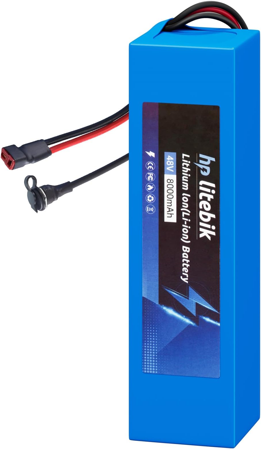 48V 8Ah Lithium Ebike Scooter Battery with 30A BMS for 0-1000W Motor, Lithium Replacement Battery with XT60 Adaptor, T Plug