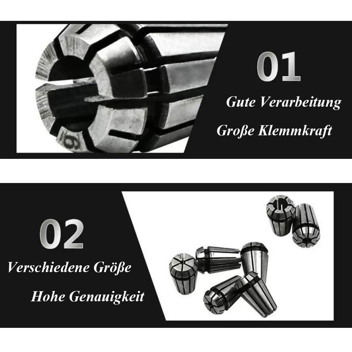 RATTMMOTOR Spannzange Set Spannzangenfutter Federzange für Oberfräse CNC-Graviermaschine Fräswerkzeughalter Drehmaschine (ER20)