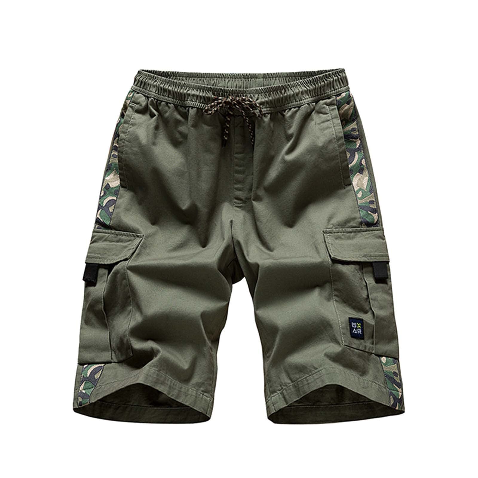 Pantaloni Estivi Uomo Leggeri Male Casual Mid Waist Pant Short Cargo Pant Solid Camouflage Splice Pocket Drawstring Shorts Mens Thin Work Pants