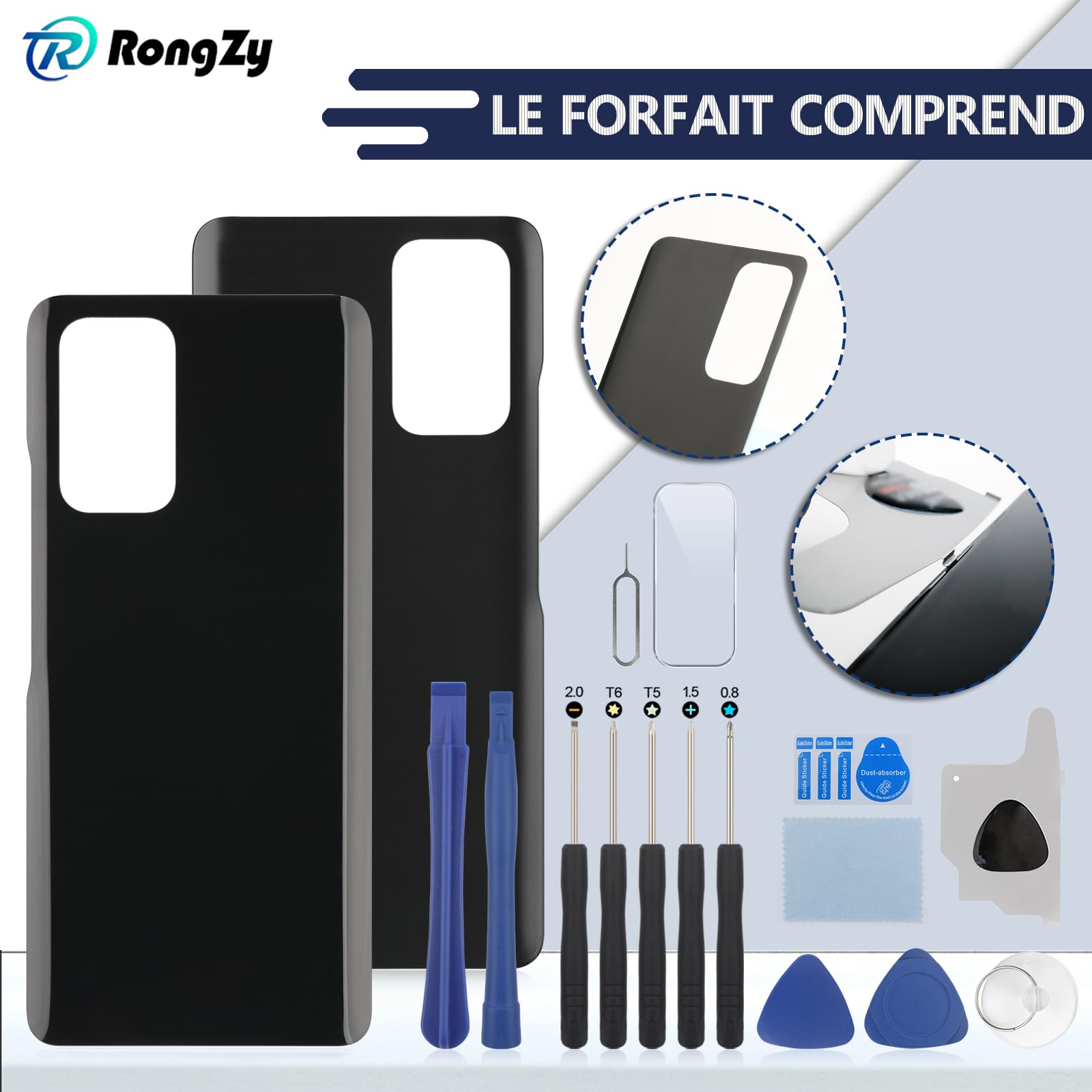 ZORSOME Coque Arrière De Batterie De Remplacement Pour Xiaomi Redmi Note 10 Pro / Pro Max - Version Noire